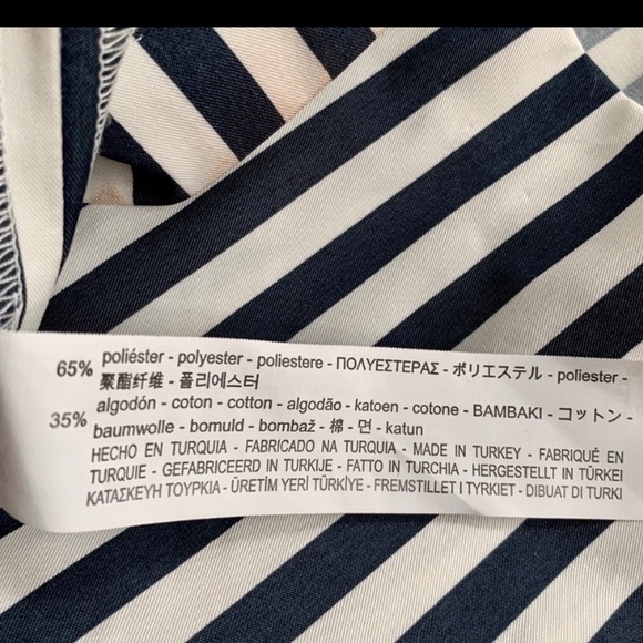 Zara Navy Blue White vertical stripes Pleated Midi - Picture 8 of 9